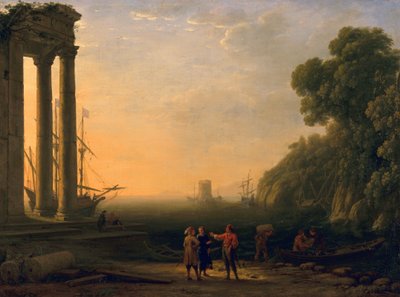 Uitzicht op de haven door Claude Lorrain